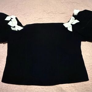 Rosie Posie Top Black Velvet Luxury Super Soft Women Medium Puff Feminine
